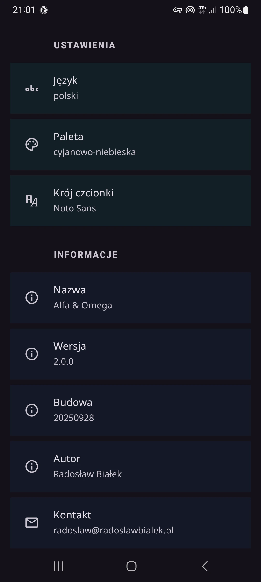 Zrzut ekranu 8/8 aplikacji Alfa & Omega