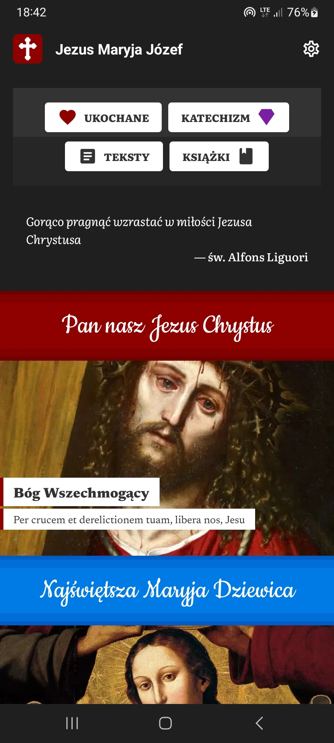 Zrzut ekranu 1/8 aplikacji Jezus Maryja Józef