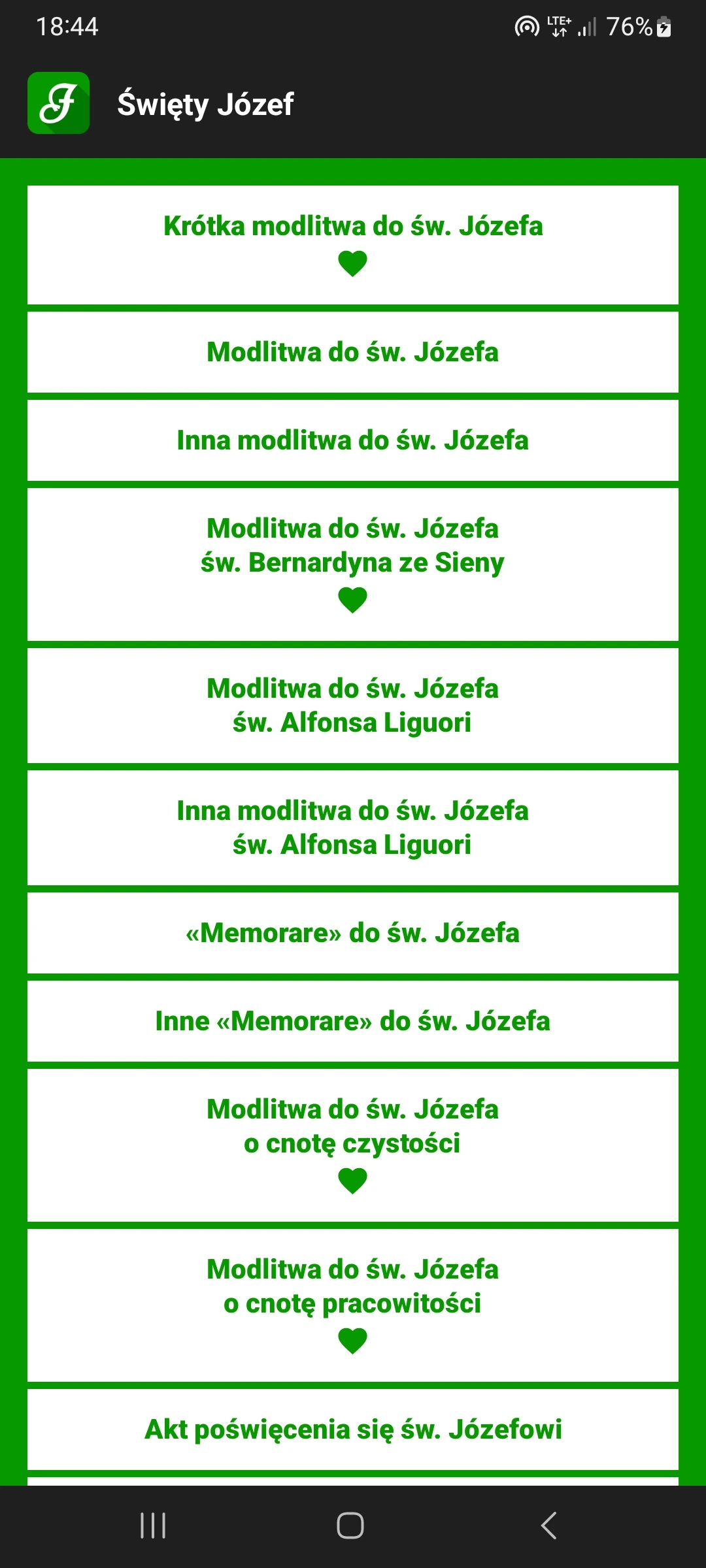 Zrzut ekranu 6/8 aplikacji Jezus Maryja Józef